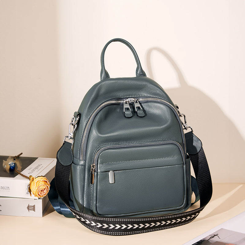 Genuine soft leather backpack travel backpack