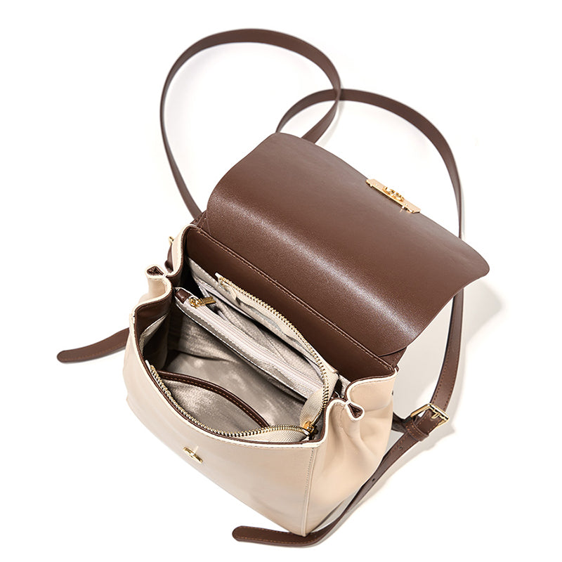 Genuine leather backpack small travel backpack