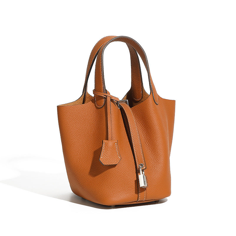 Bucket bag genuine leather handbag