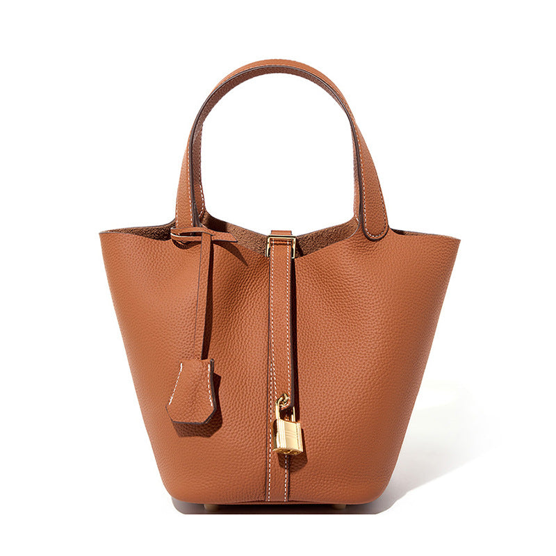 Bucket bag genuine leather handbag