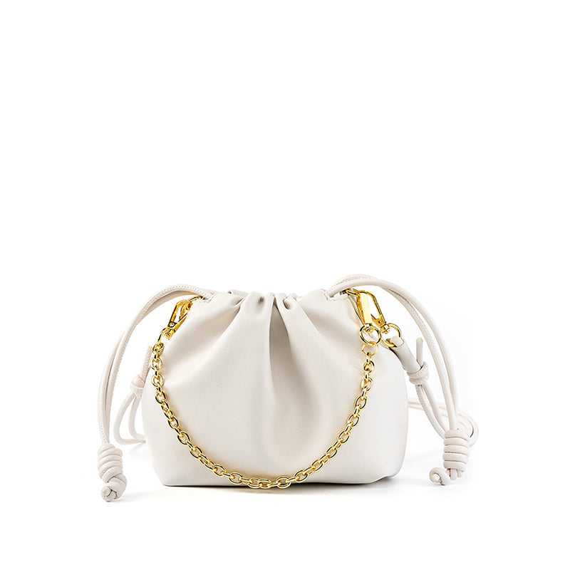 Korean style genuine leather bucket bag cowhide chain cloud bag versatile cowhide women's bag