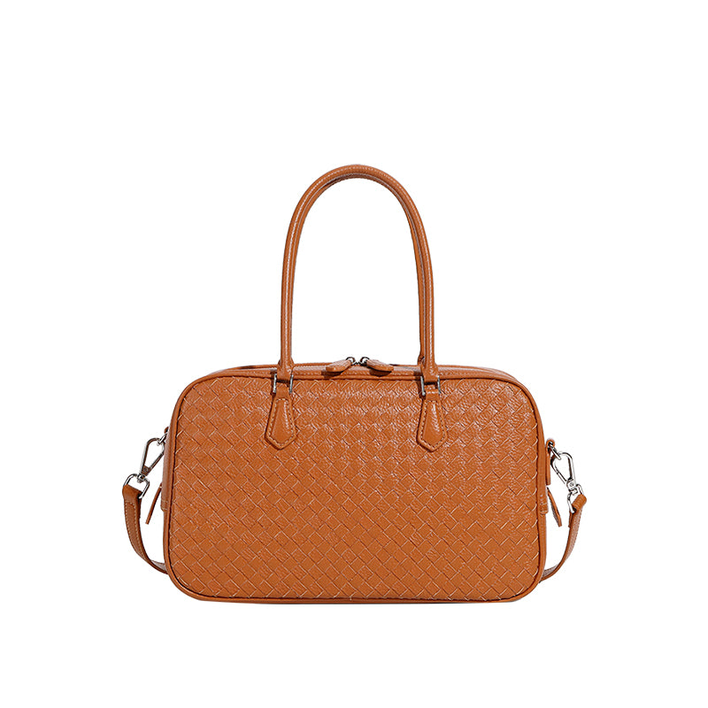 Genuine leather handbag handmade first layer of cowhide woven versatile shoulder crossbody commuter bag