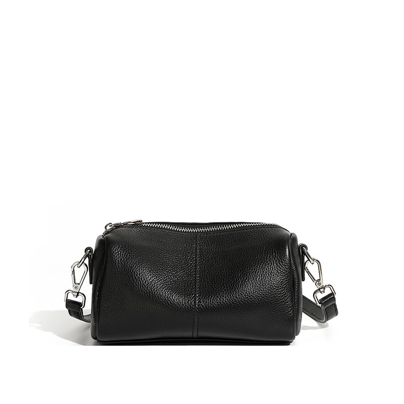 First layer soft cowhide cylindrical bag small bag high-end pillow bag underarm commuting shoulder messenger bag