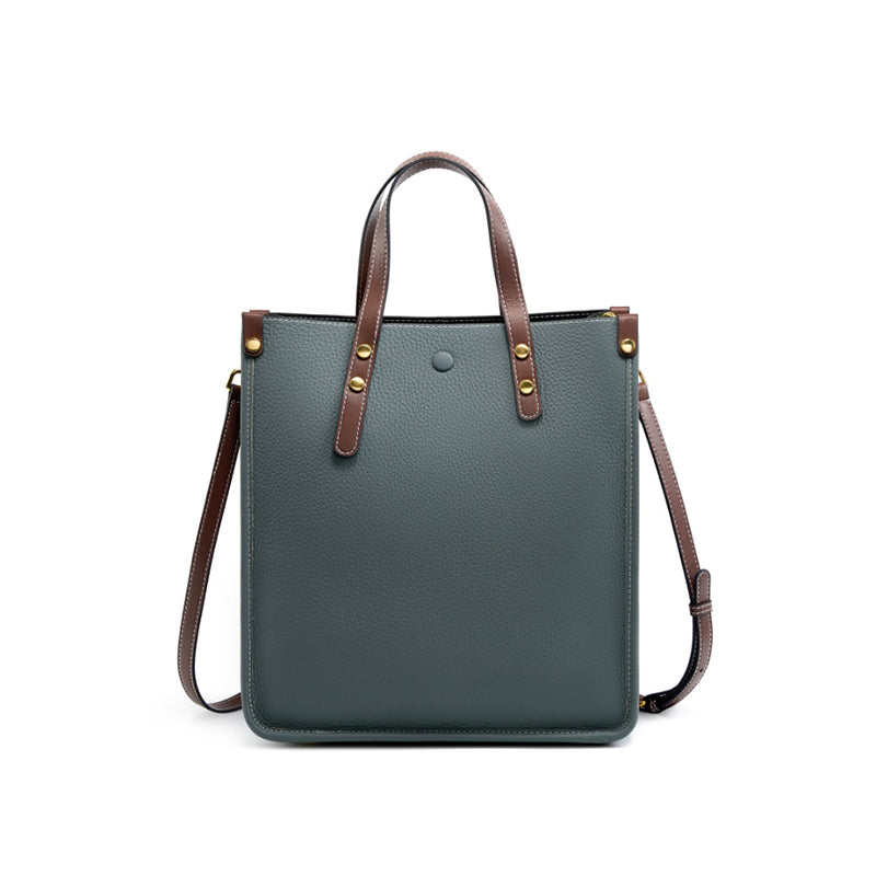 Fashion leather vertical tote bag handbag first layer cowhide versatile shoulder bag briefcase soft leather messenger bag