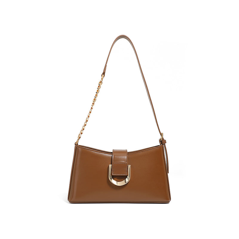 Genuine leather fashion underarm bag high-end versatile shoulder bag practical crossbody baguette women's bag