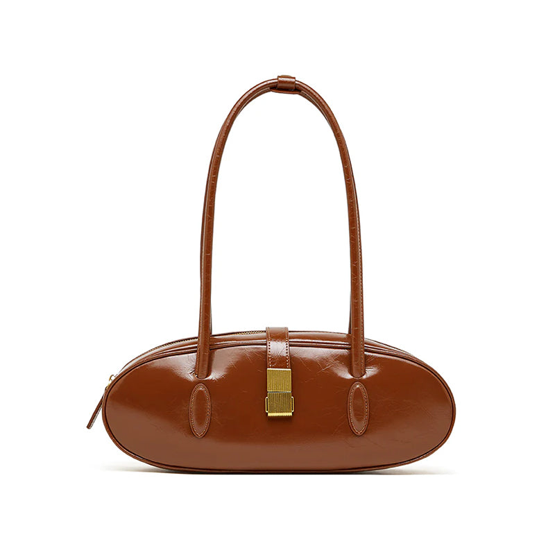 First layer waxed baguette cowhide underarm bag