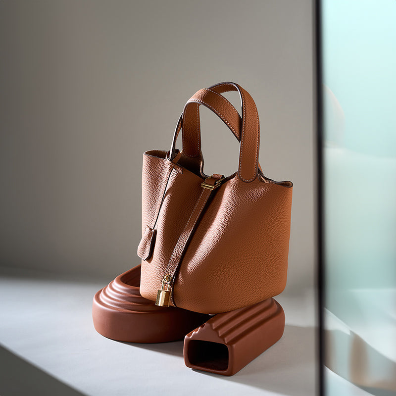 Bucket bag genuine leather handbag