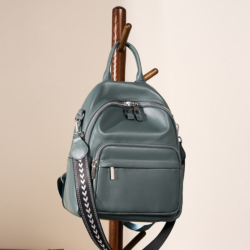 Genuine soft leather backpack travel backpack