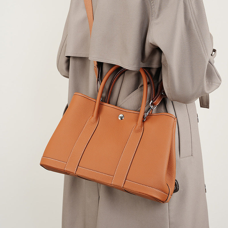 Genuine leather one-shoulder crossbody tote bag versatile handbag shopping bag bucket bag