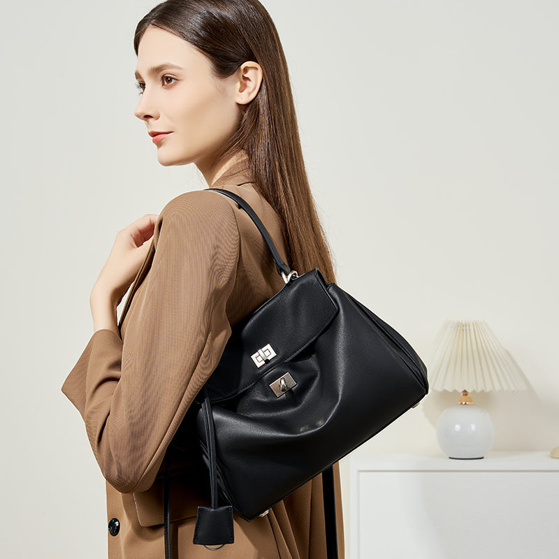Rodeo Kelly Tote Bag Large Capacity Calfskin Single Shoulder Handle Lock Commuter Underarm Bag