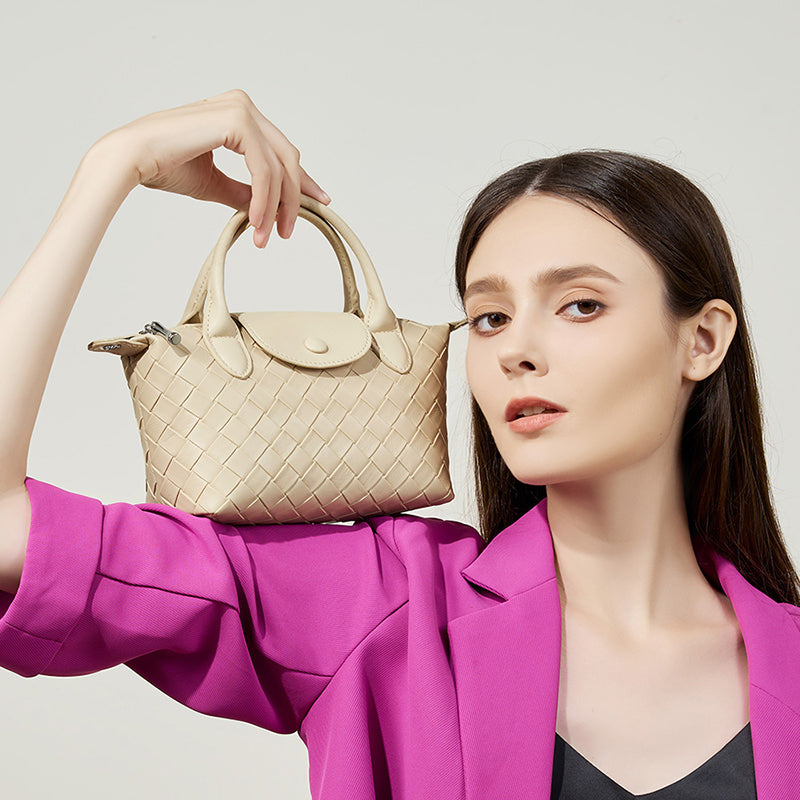 Genuine leather niche design handbag cowhide woven women's bag shoulder crossbody bag