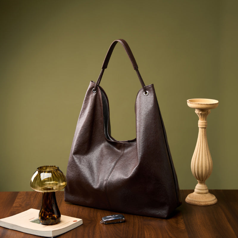 Vegetable Tanned Cowhide Tote Bag Single Shoulder Underarm Bag
