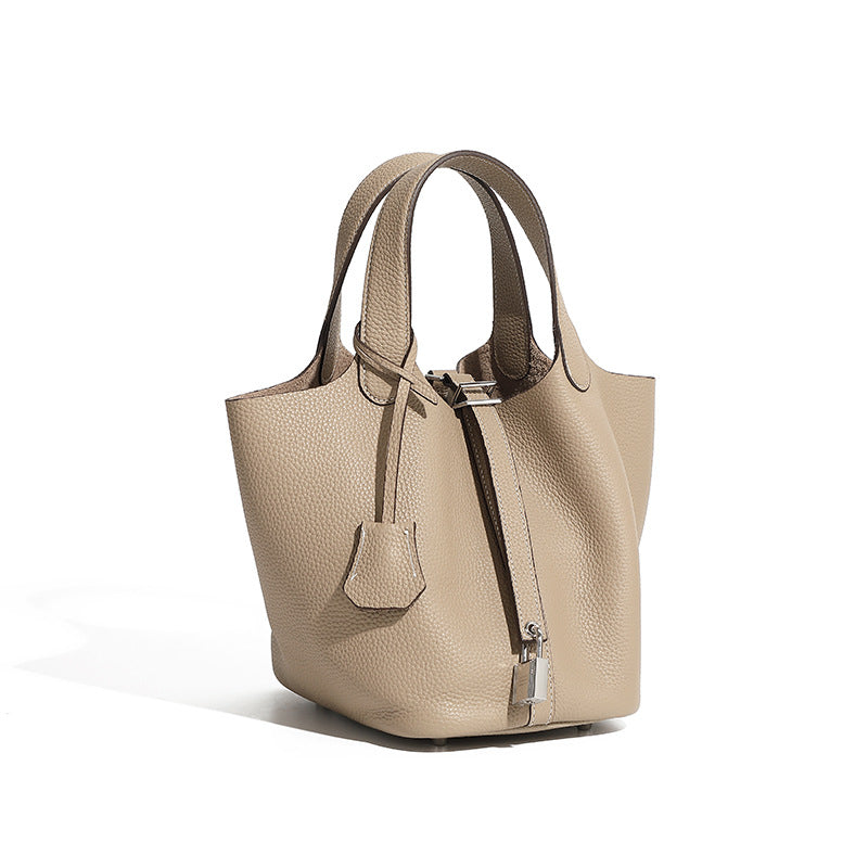 Bucket bag genuine leather handbag