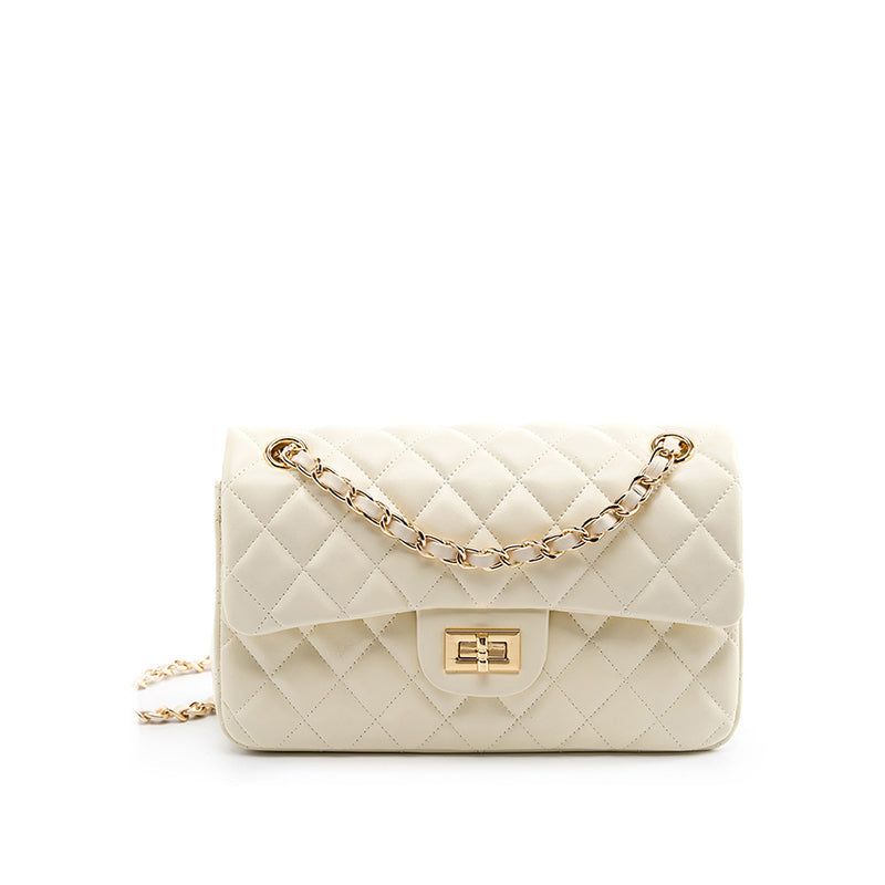 First layer of cowhide chain underarm bag genuine leather small Chanel style fashionable diamond shoulder crossbody bag small square bag