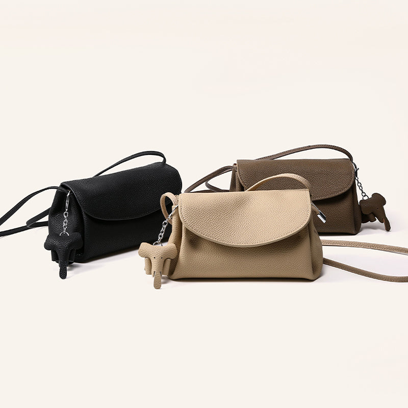 Genuine leather trendy messenger bag high-end fashion mini soft leather shoulder bag