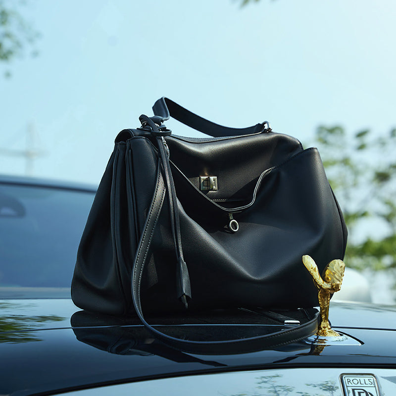 Rodeo Kelly Tote Bag Large Capacity Calfskin Single Shoulder Handle Lock Commuter Underarm Bag