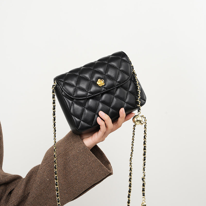 Cowhide diamond shoulder bag messenger bag genuine leather chain underarm bag women's bag