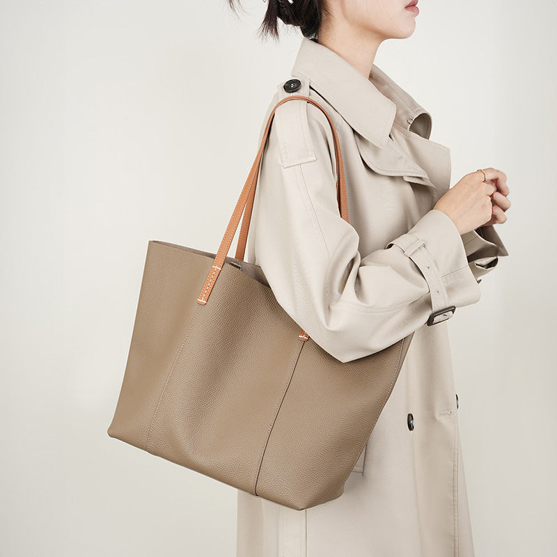 First layer cowhide handmade tote bag women's commuter bag large capacity portable shoulder bag
