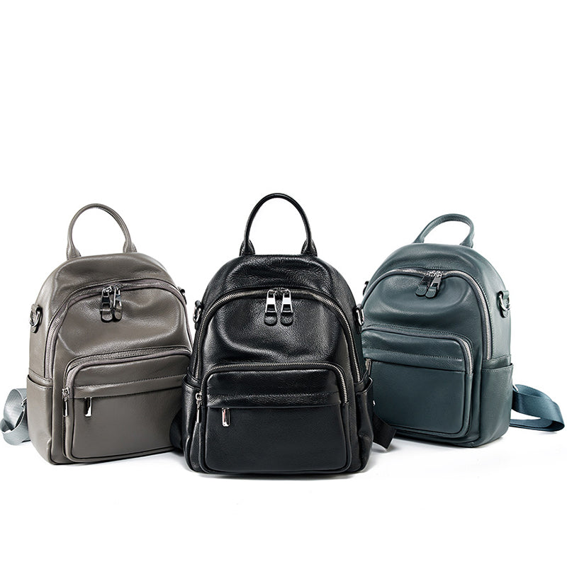 Genuine soft leather backpack travel backpack