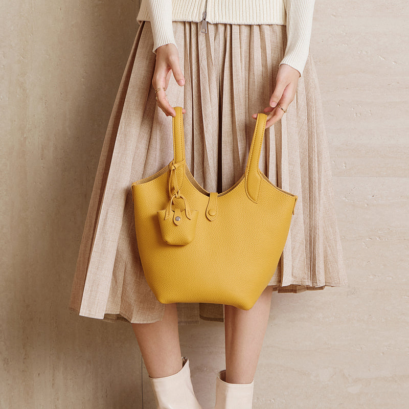 Light luxury niche design bucket bag genuine leather high-end versatile shoulder crossbody bag