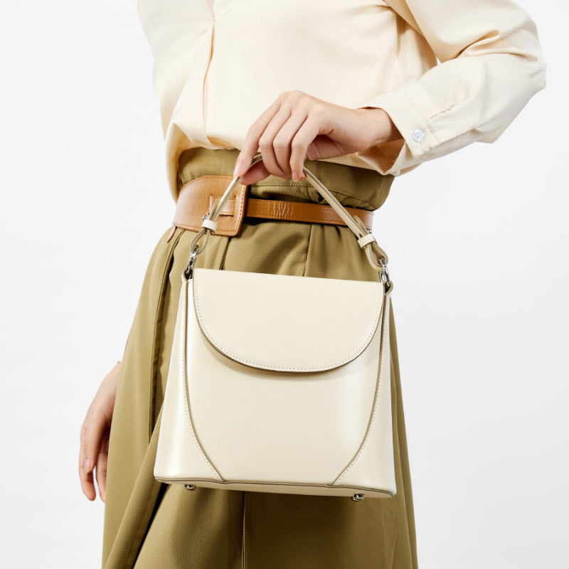 Genuine leather shoulder underarm bag simple and versatile high-grade cowhide crossbody baguette bag