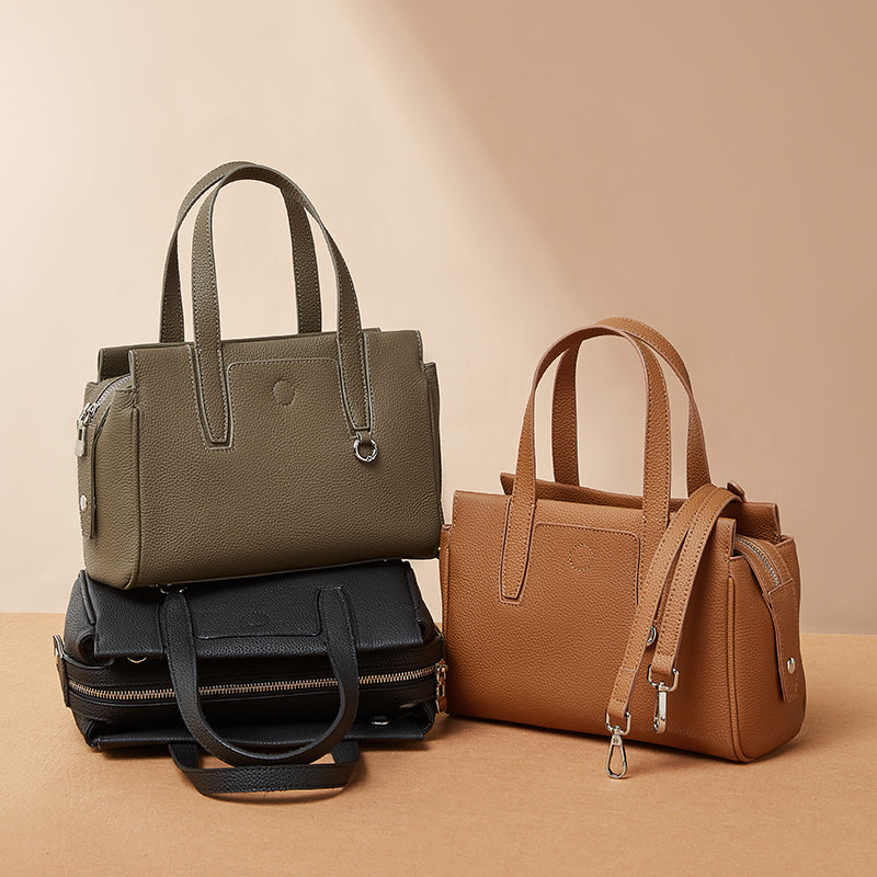 Genuine leather niche design handbag first layer cowhide versatile shoulder crossbody bag