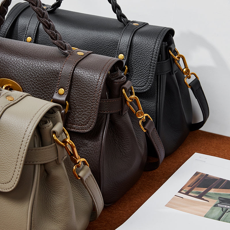 Genuine leather messenger bag handbag shoulder briefcase