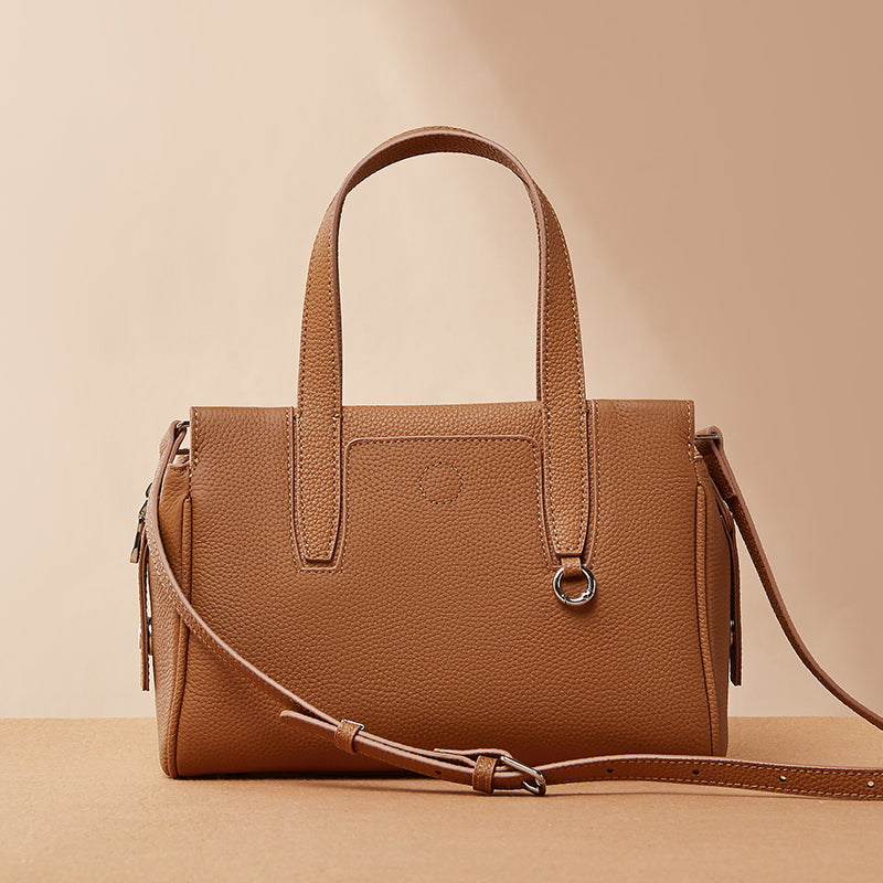 Genuine leather niche design handbag first layer cowhide versatile shoulder crossbody bag