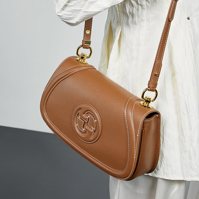 Genuine leather saddle bag high-grade retro women's bag single shoulder messenger bag versatile underarm bag