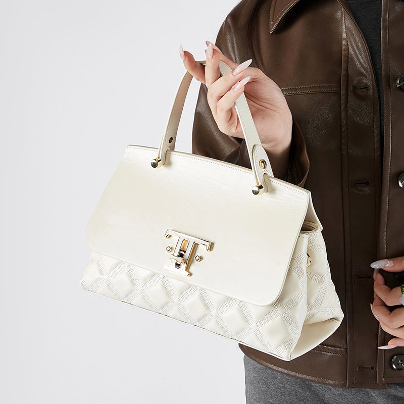 Genuine leather niche simple handbag atmospheric fashion shoulder crossbody tote bag