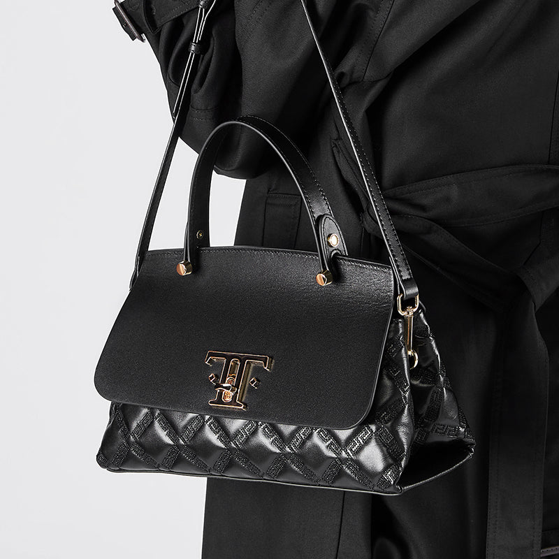 Genuine leather niche simple handbag atmospheric fashion shoulder crossbody tote bag