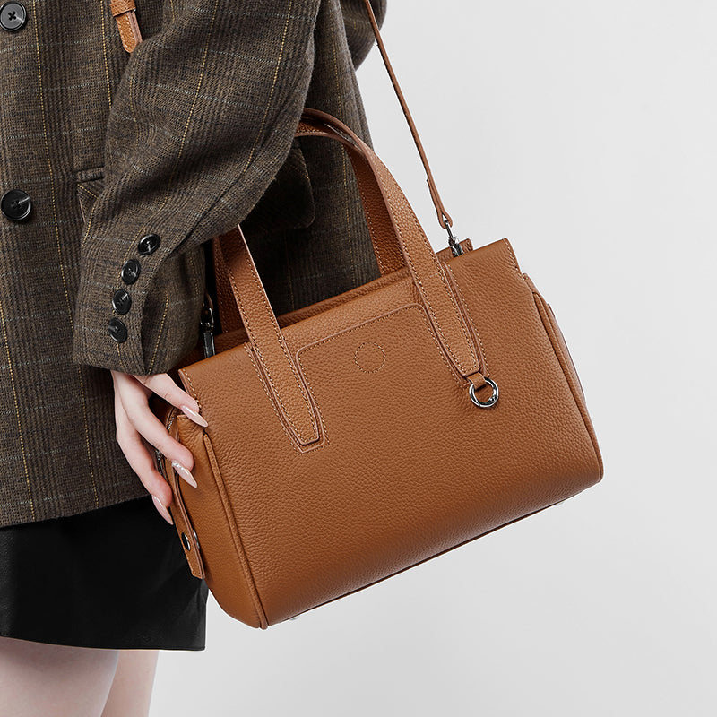 Genuine leather niche design handbag first layer cowhide versatile shoulder crossbody bag