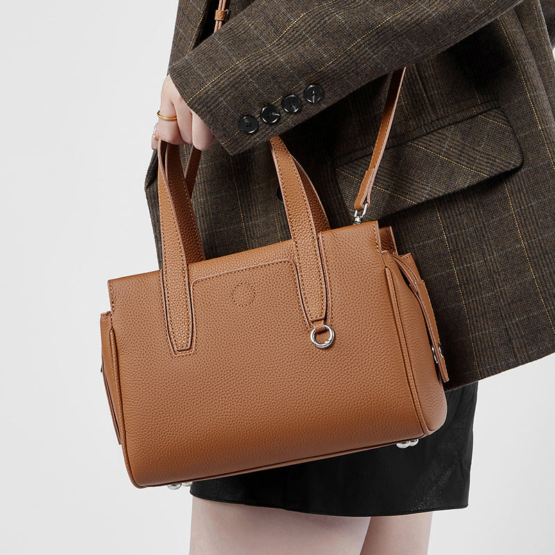 Genuine leather niche design handbag first layer cowhide versatile shoulder crossbody bag