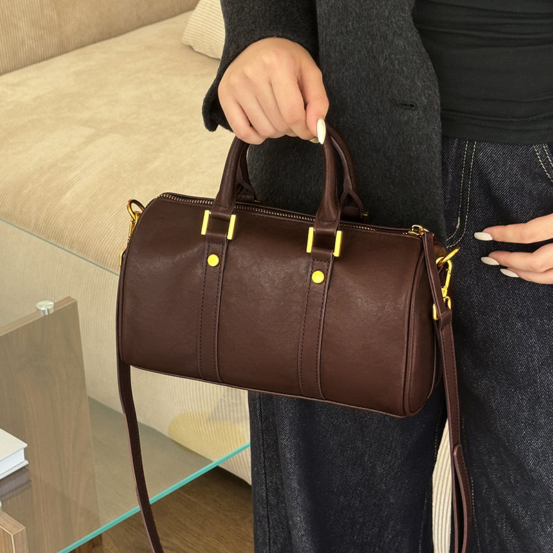 Maillard Vintage Handbag Boston Bag Vegetable Tanned Shoulder Bag