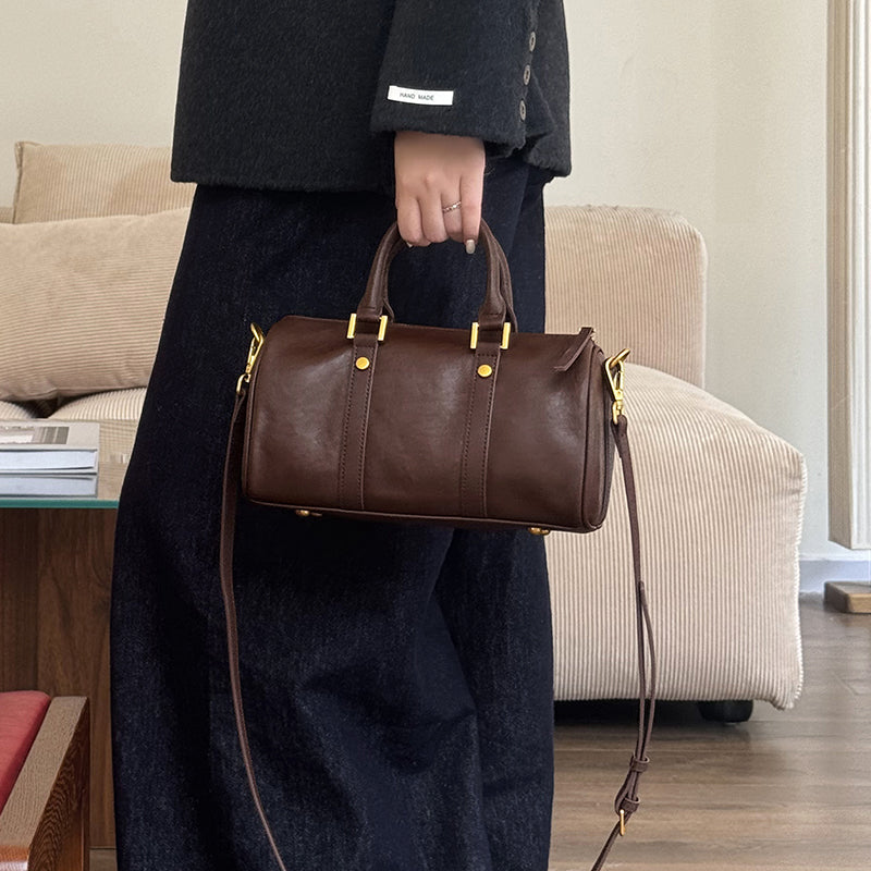 Maillard Vintage Handbag Boston Bag Vegetable Tanned Shoulder Bag