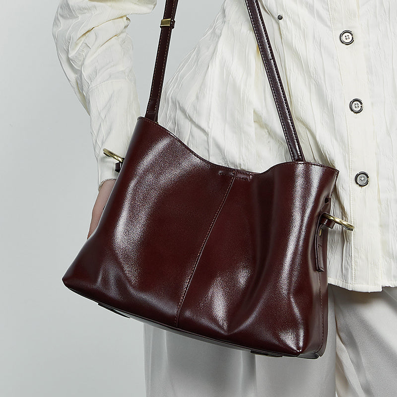 First layer vegetable tanned leather tote bag genuine leather shoulder bag for women large capacity versatile messenger bag