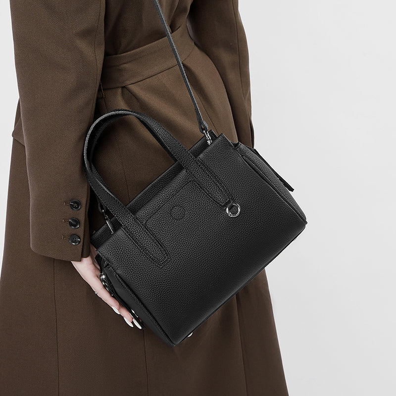 Genuine leather niche design handbag first layer cowhide versatile shoulder crossbody bag