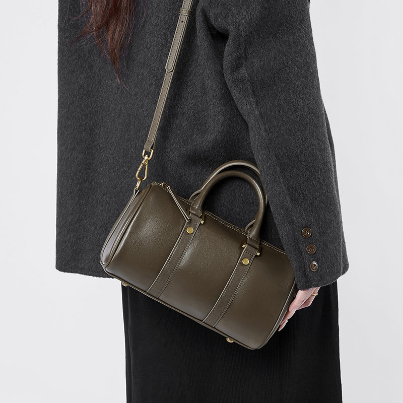 Maillard Vintage Handbag Boston Bag Vegetable Tanned Shoulder Bag