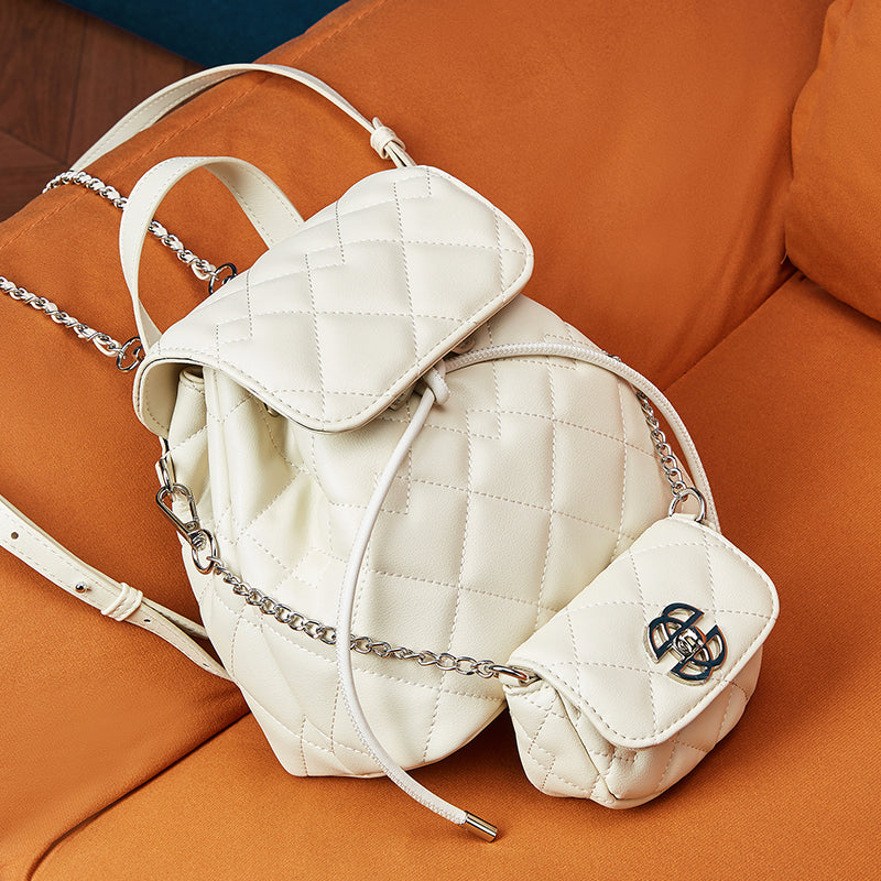 Small Chanel style backpack diamond chain backpack