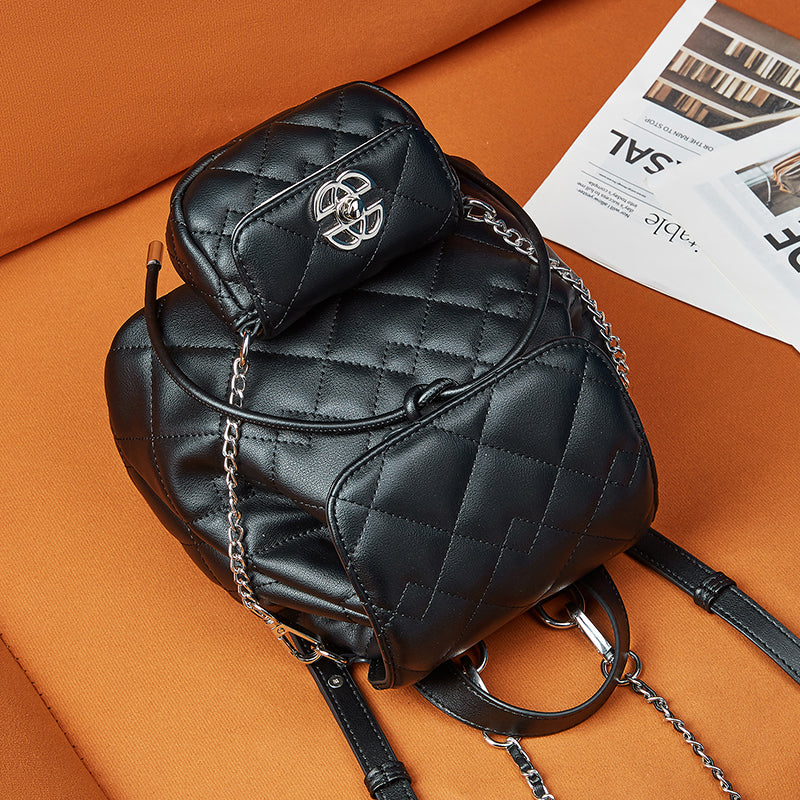 Small Chanel style backpack diamond chain backpack