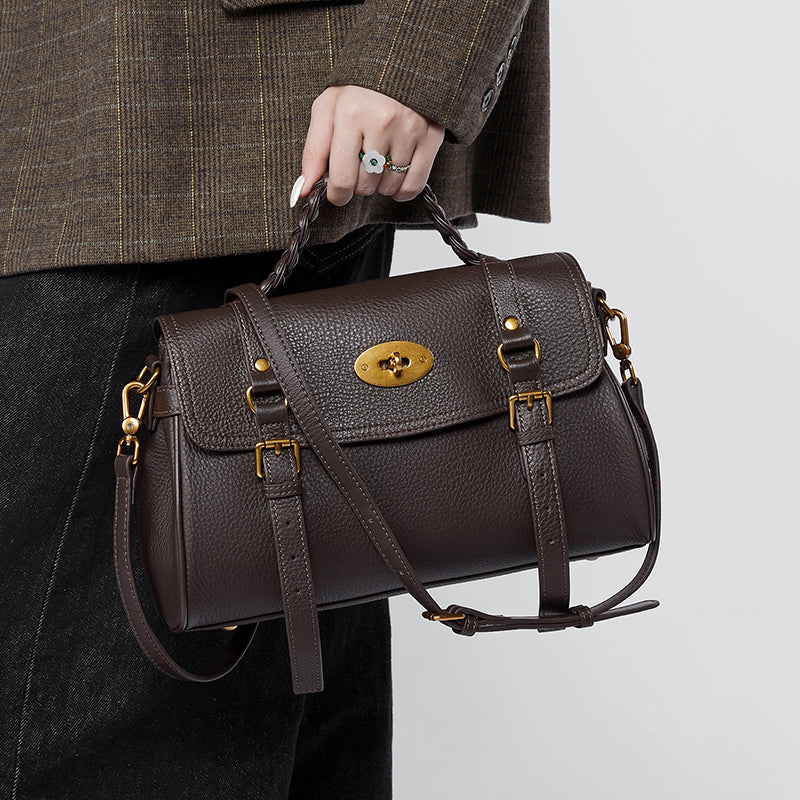 Genuine leather messenger bag handbag shoulder briefcase