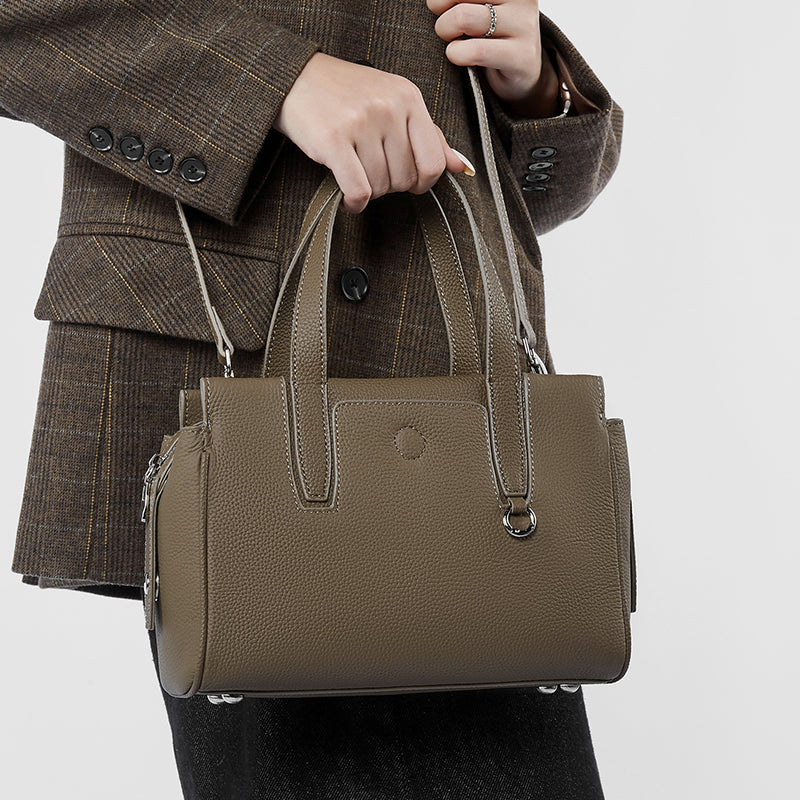 Genuine leather niche design handbag first layer cowhide versatile shoulder crossbody bag