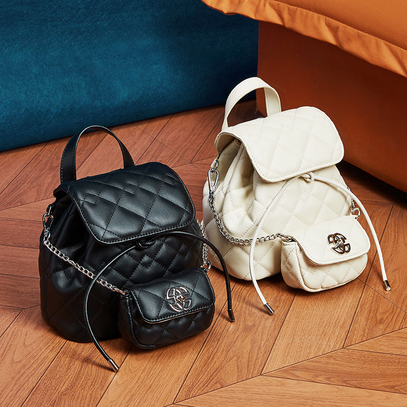 Small Chanel style backpack diamond chain backpack