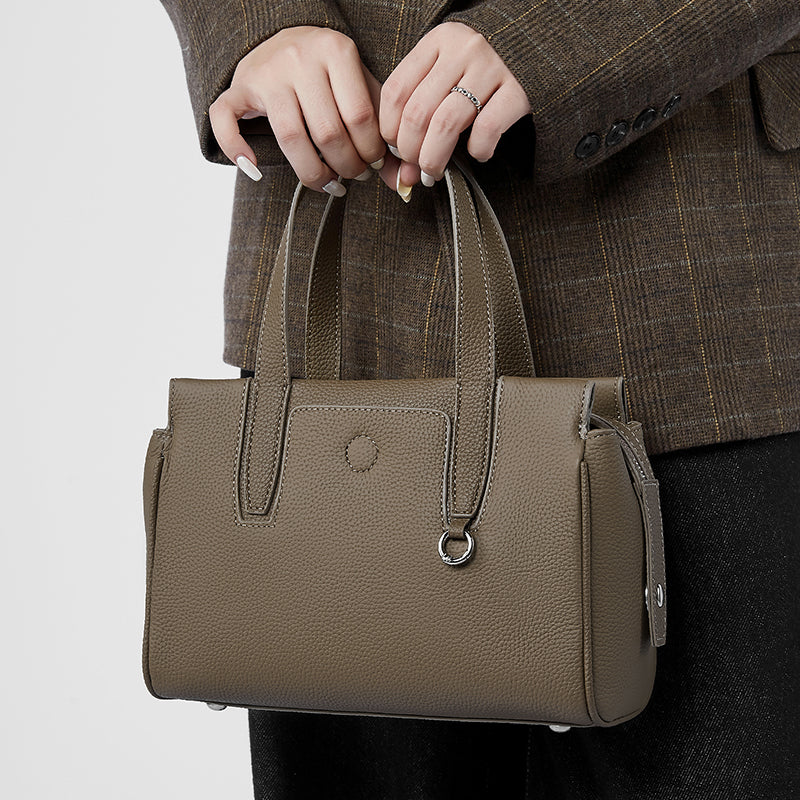 Genuine leather niche design handbag first layer cowhide versatile shoulder crossbody bag