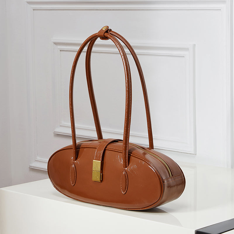 First layer waxed baguette cowhide underarm bag