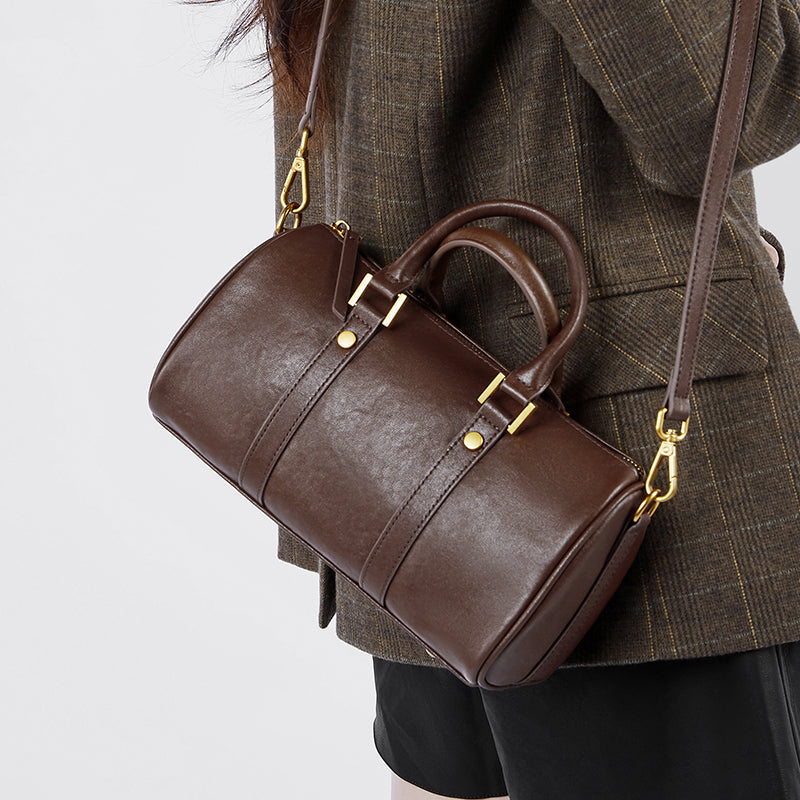 Maillard Vintage Handbag Boston Bag Vegetable Tanned Shoulder Bag