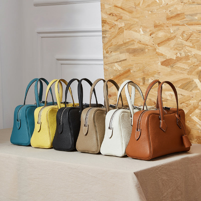 Genuine leather high-grade handbag light luxury TC top layer leather Victoria bag versatile crossbody Boston pillow bag