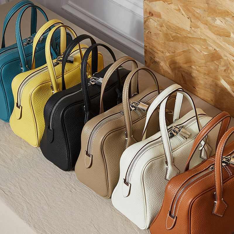 Genuine leather high-grade handbag light luxury TC top layer leather Victoria bag versatile crossbody Boston pillow bag