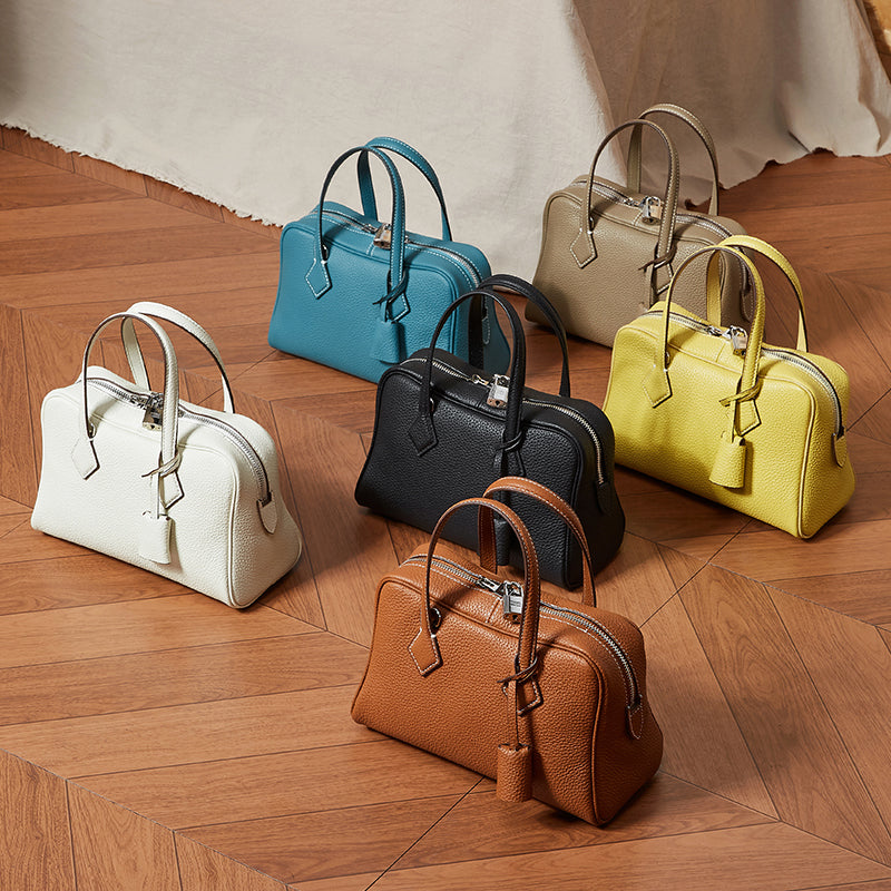 Genuine leather high-grade handbag light luxury TC top layer leather Victoria bag versatile crossbody Boston pillow bag