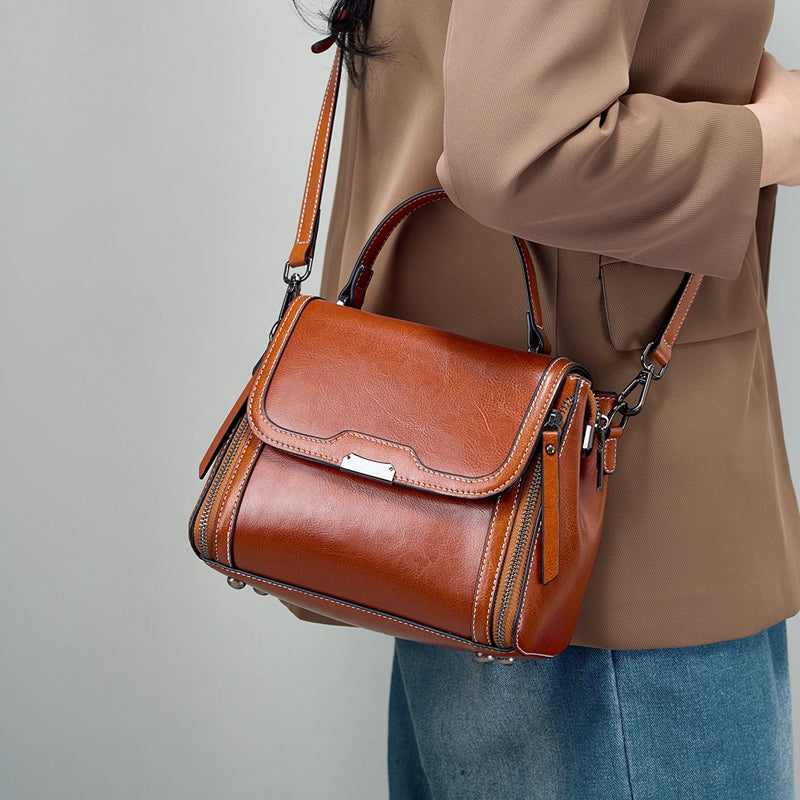 Genuine leather shoulder bag women's bag messenger bag versatile simple handbag